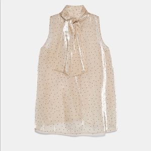 Zara semi-sheer polka dot top
